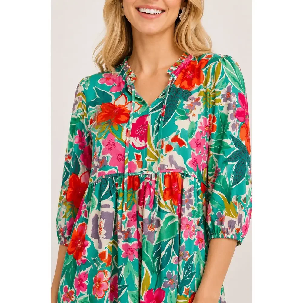 Shop The Mint Feels Right Green Floral Midi Dress Womens Size Medium New